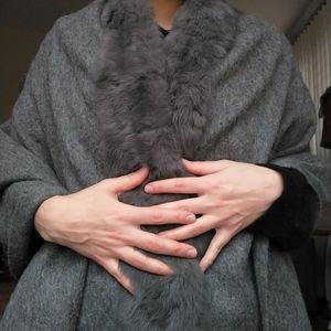 Fringed Wool, Cashmere, & Fur Wrap
